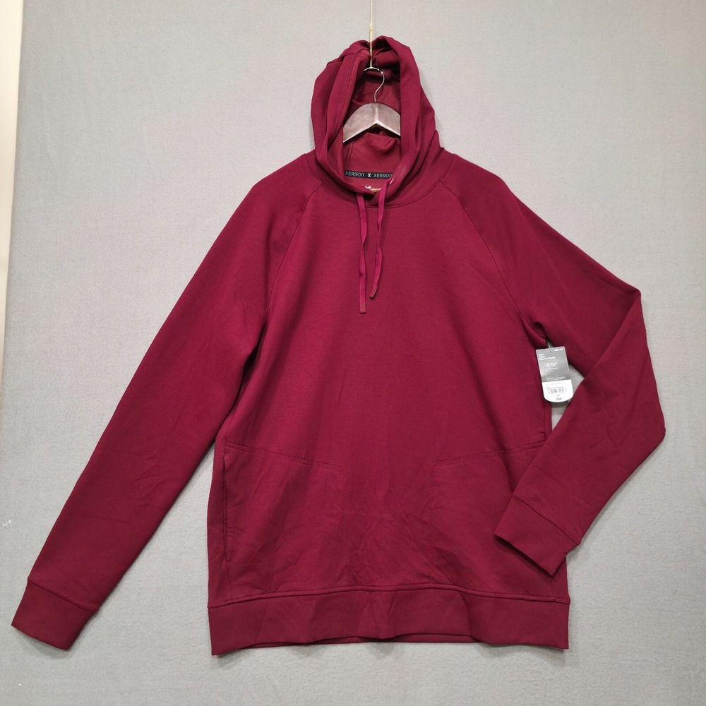 Xersion Men's Burgundy Passion Long Sleeve Train‎ Scuba Popover Hoodie Size LT